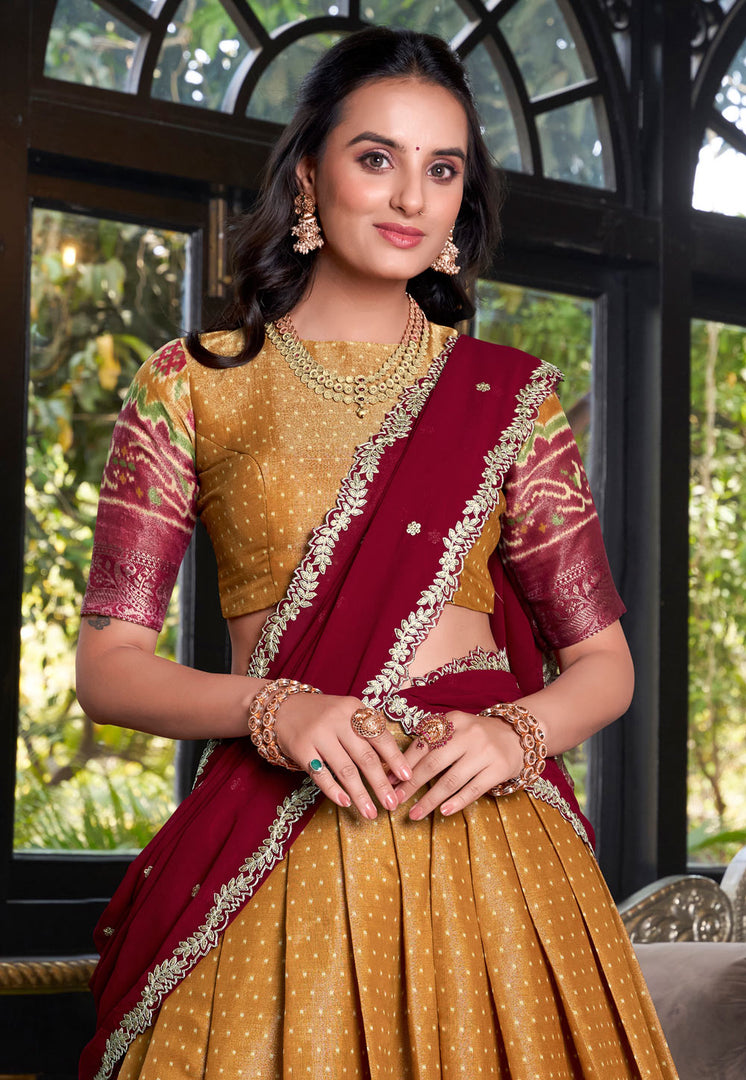 Mustard Art Silk Lehenga Choli