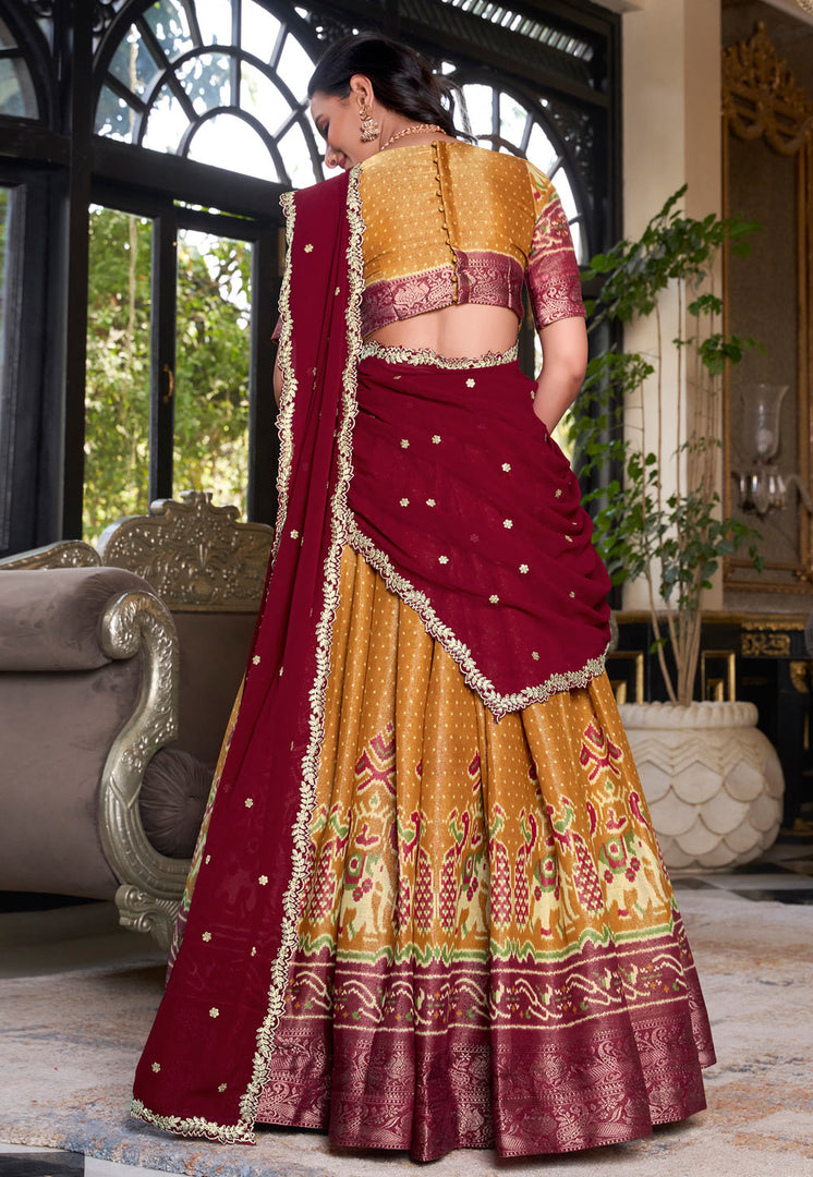 Mustard Art Silk Lehenga Choli
