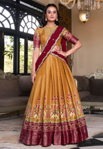 Load image into Gallery viewer, Mustard Art Silk Lehenga Choli
