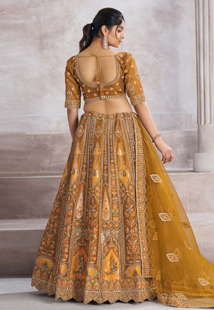Mustard Banarasi Silk Lehenga Choli