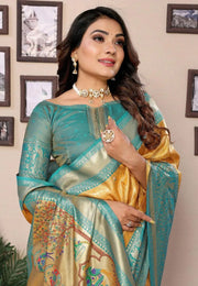 Mustard Banarasi Silk Saree