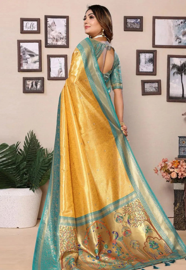 Mustard Banarasi Silk Saree