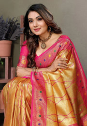 Mustard Banarasi Silk Saree