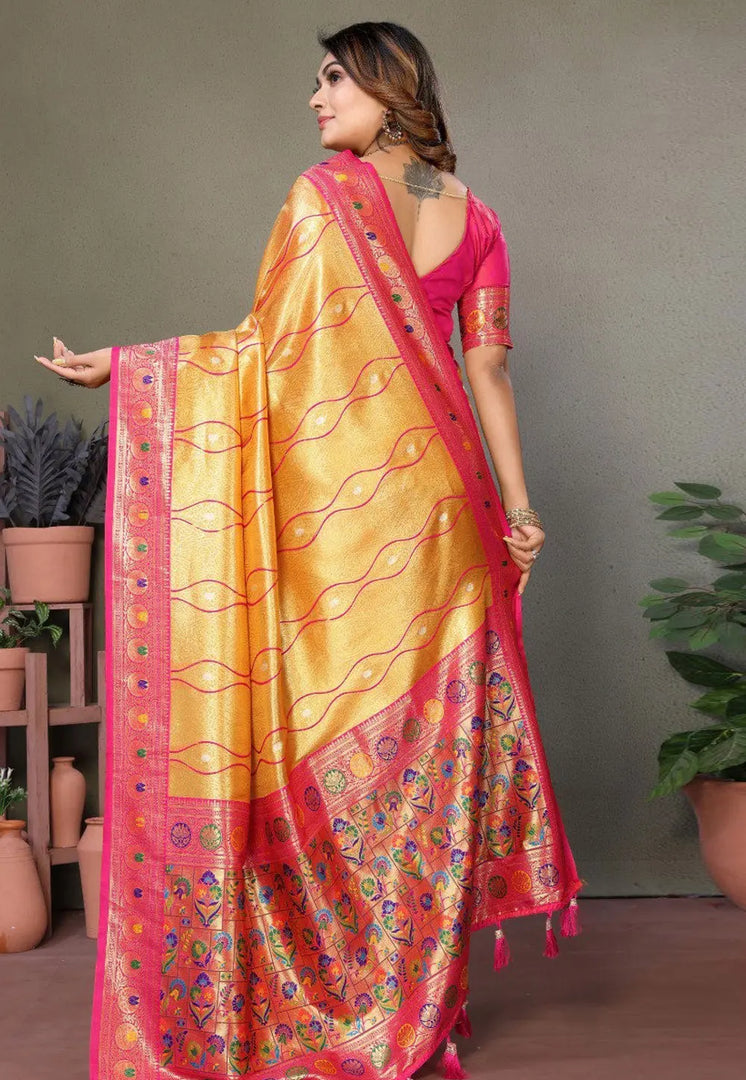 Mustard Banarasi Silk Saree
