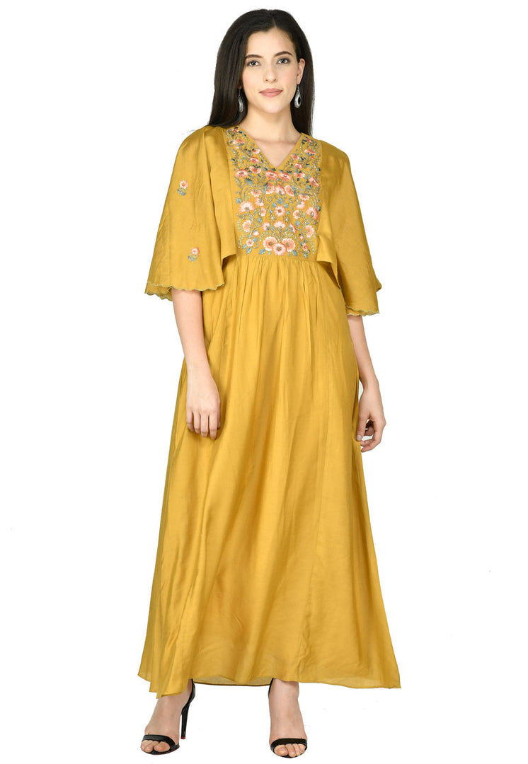 Mustard Chanderi Gown