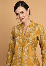 Load image into Gallery viewer, Mustard Chanderi Kurta Set With Palazzo
