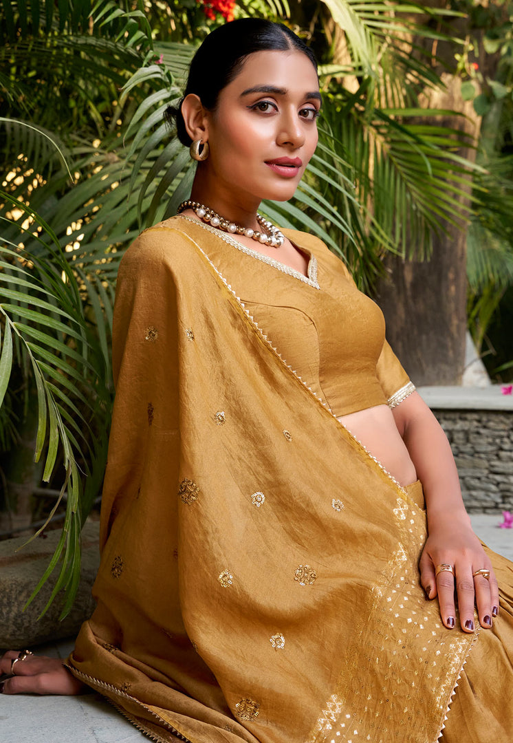 Mustard Chanderi Lehenga Choli