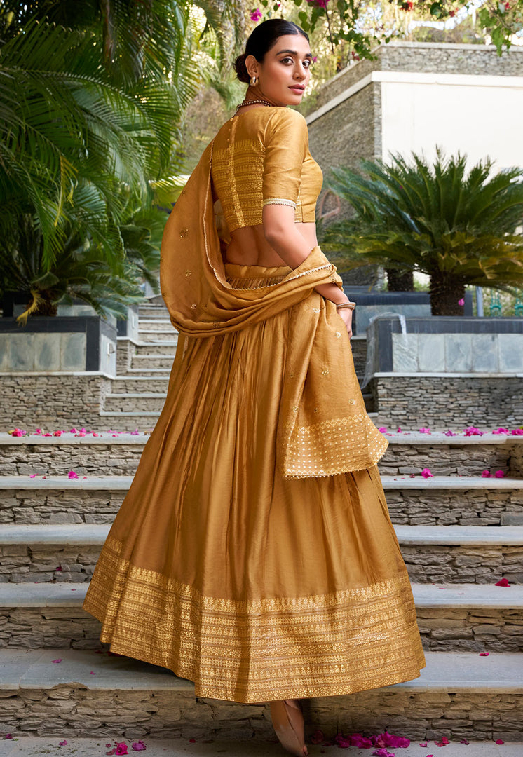 Mustard Chanderi Lehenga Choli