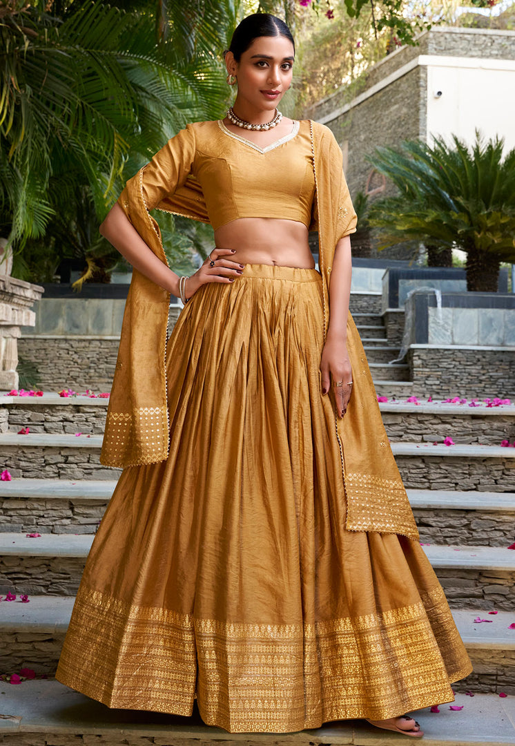 Mustard Chanderi Lehenga Choli