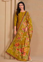 Load image into Gallery viewer, Mustard Chinon Chiffon Straight Suit

