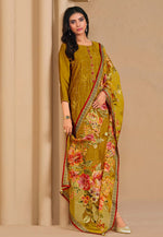 Load image into Gallery viewer, Mustard Chinon Chiffon Straight Suit
