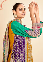 Load image into Gallery viewer, Mustard Chinon Embroidered Sharara Suit
