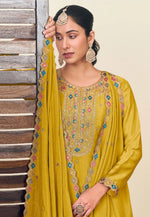 Load image into Gallery viewer, Mustard Chinon Long Choli Lehenga
