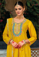 Load image into Gallery viewer, Mustard Chinon Pakistani Suit
