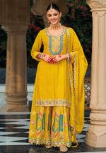 Load image into Gallery viewer, Mustard Chinon Pakistani Suit
