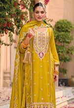 Load image into Gallery viewer, Mustard Chinon Palazzo Suit
