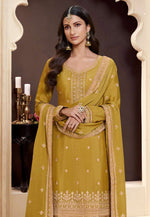 Load image into Gallery viewer, Mustard Chinon Sharara Suit
