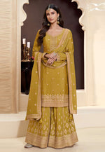 Load image into Gallery viewer, Mustard Chinon Sharara Suit
