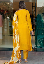 Load image into Gallery viewer, Mustard Chinon Silk Readymade Pant Style Suit
