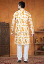 Load image into Gallery viewer, Mustard Cotton Kurta Pajama With Jacket

