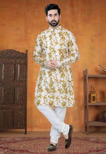 Load image into Gallery viewer, Mustard Cotton Kurta Pajama With Jacket
