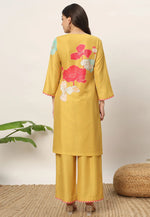 Load image into Gallery viewer, Mustard Cotton Kurta Set With Palazzo
