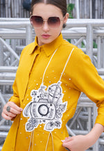 Load image into Gallery viewer, Mustard Cotton Long Kurti
