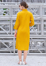 Load image into Gallery viewer, Mustard Cotton Long Kurti

