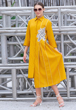 Load image into Gallery viewer, Mustard Cotton Long Kurti
