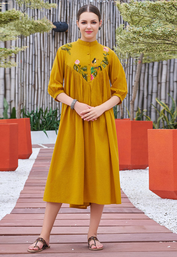Mustard Cotton Long Tunic