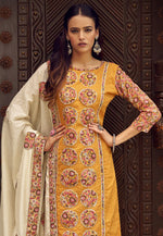 Load image into Gallery viewer, Mustard Cotton Pakistani Suit
