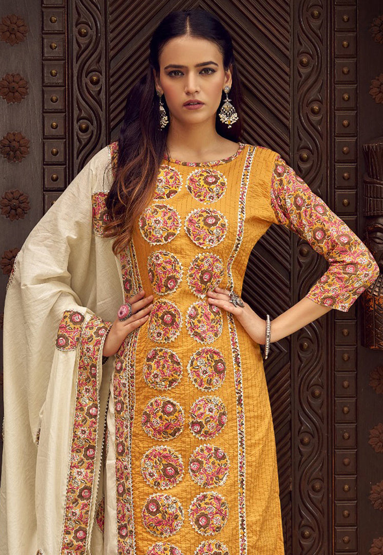 Mustard Cotton Pakistani Suit