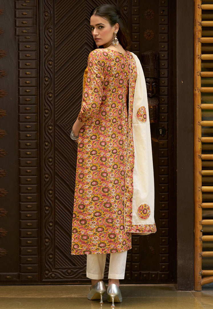 Mustard Cotton Pakistani Suit