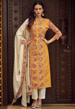 Load image into Gallery viewer, Mustard Cotton Pakistani Suit
