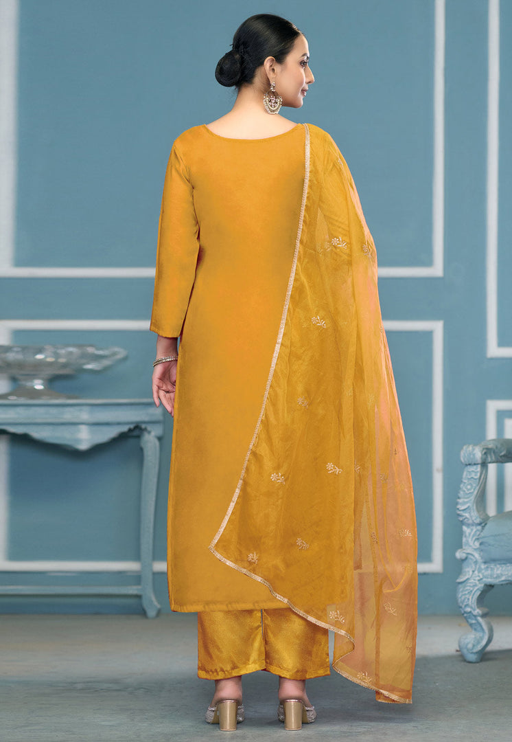 Mustard Cotton Pakistani Suit