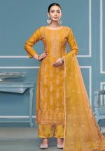 Load image into Gallery viewer, Mustard Cotton Pakistani Suit
