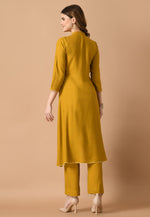 Load image into Gallery viewer, Mustard Cotton Rayon Kurta Set With Pent
