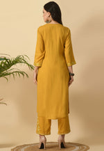 Load image into Gallery viewer, Mustard Cotton Rayon Kurta Set With Pent
