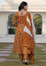 Load image into Gallery viewer, Mustard Cotton Readymade Anarkali Suit

