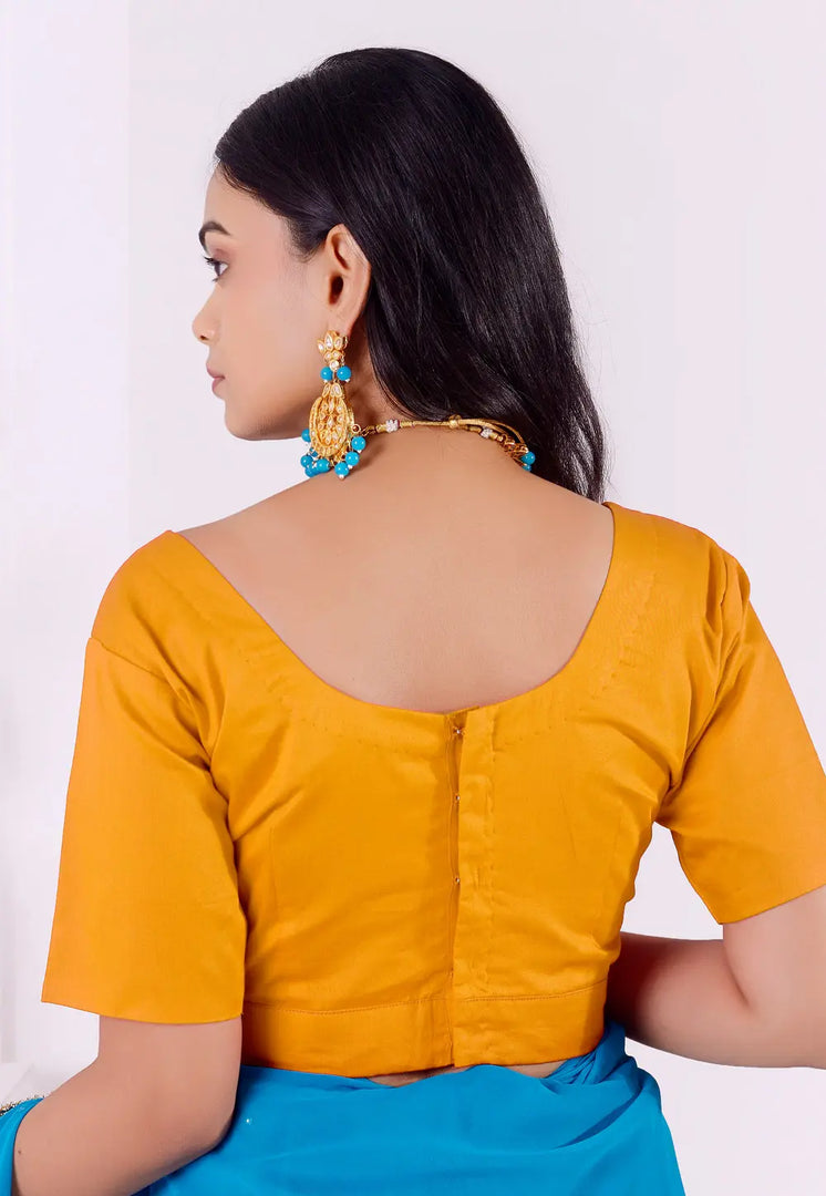 Mustard Cotton Readymade Blouse
