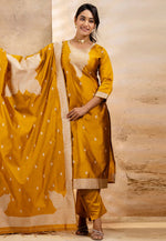 Load image into Gallery viewer, Mustard Cotton Readymade Pakistani Suit
