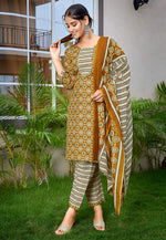 Load image into Gallery viewer, Mustard Cotton Readymade Pant Style Suit
