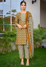 Load image into Gallery viewer, Mustard Cotton Readymade Pant Style Suit

