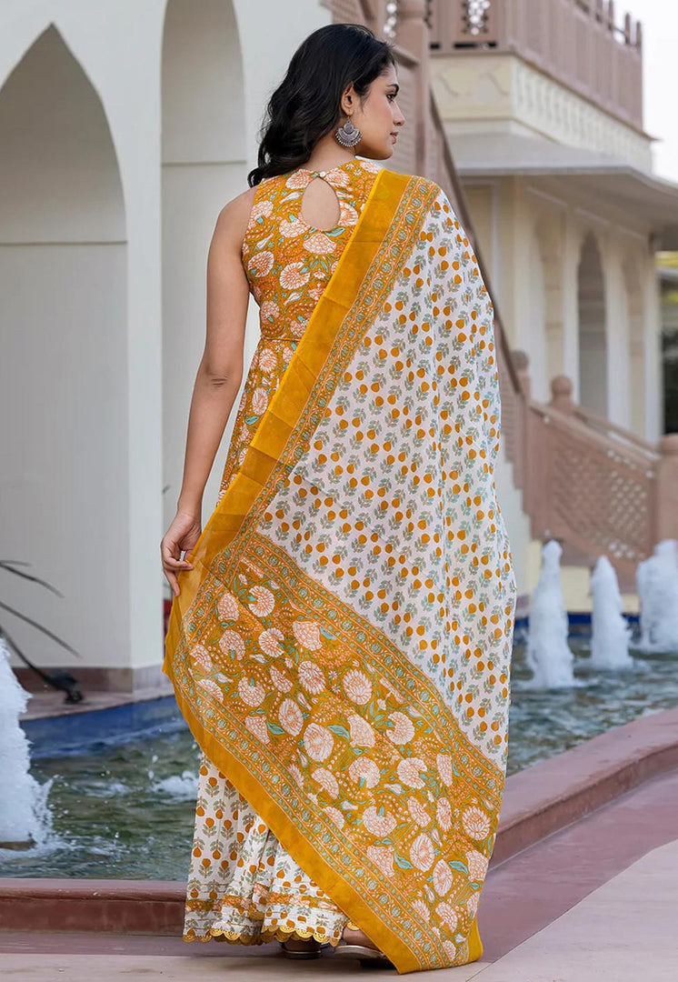 Mustard Cotton Readymade Sharara Suit
