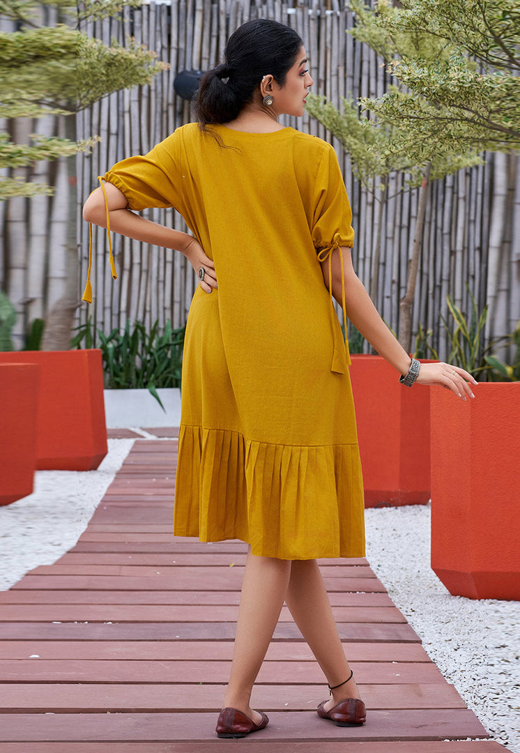 Mustard Cotton Short Kurti