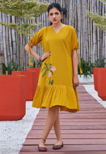 Load image into Gallery viewer, Mustard Cotton Short Kurti
