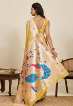 Load image into Gallery viewer, Mustard Cotton Silk Paithani Saree