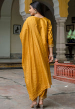 Load image into Gallery viewer, Mustard Cotton Silk Readymade Pant Style Suit
