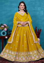 Load image into Gallery viewer, Mustard Georgette Circular Lehenga Choli
