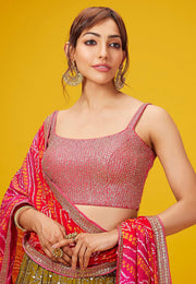 Mustard Georgette Circular Lehenga Choli